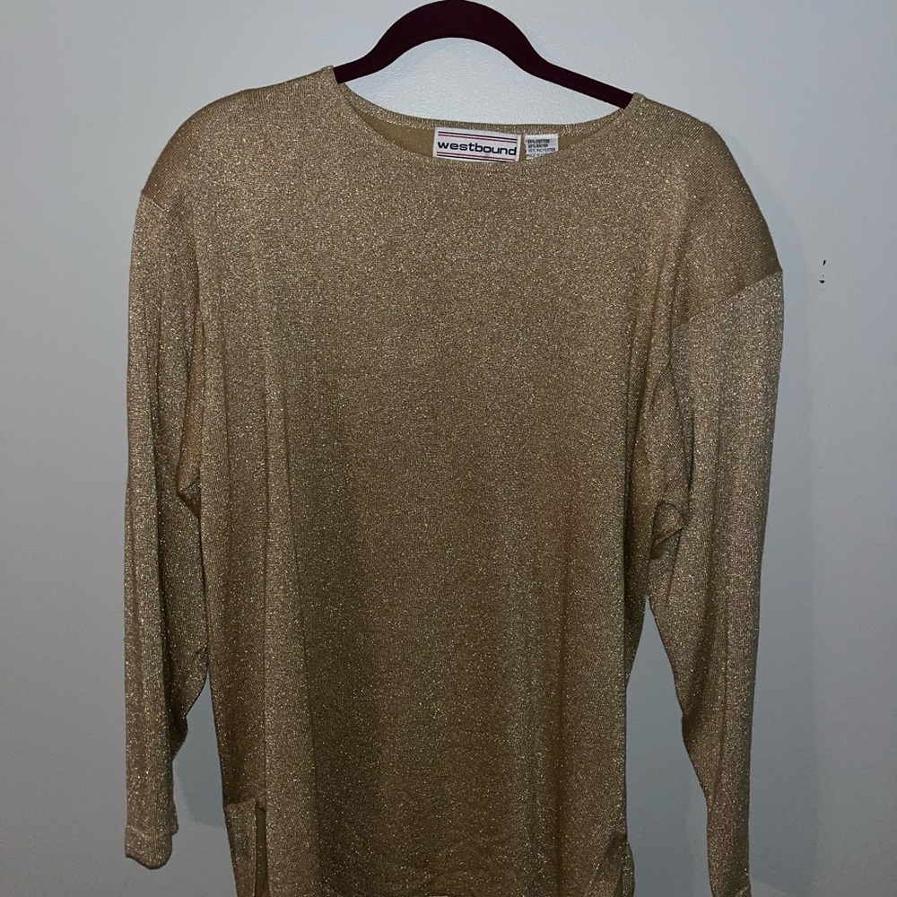 Westbound Metallic Gold Top Size M